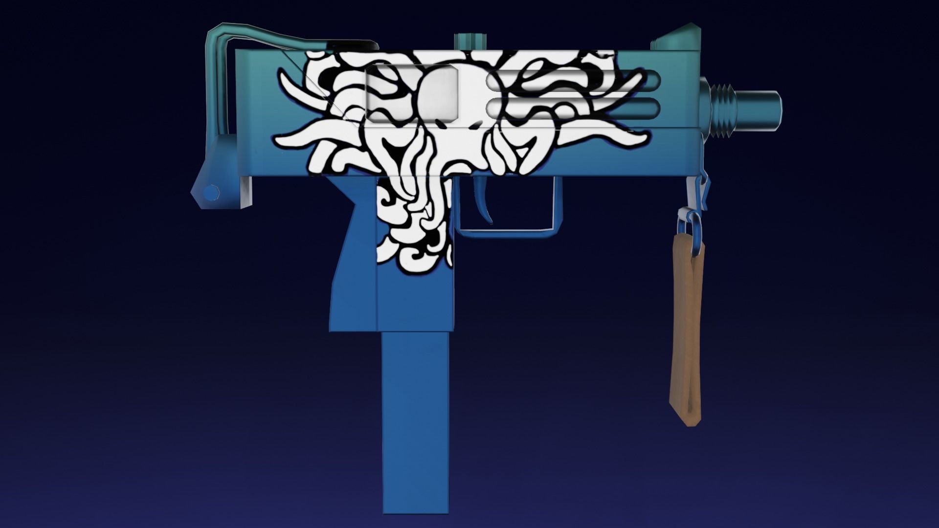 Three stylized Mac-10 PBR game ready Low-poly 3D models Low-poly 3D model_12