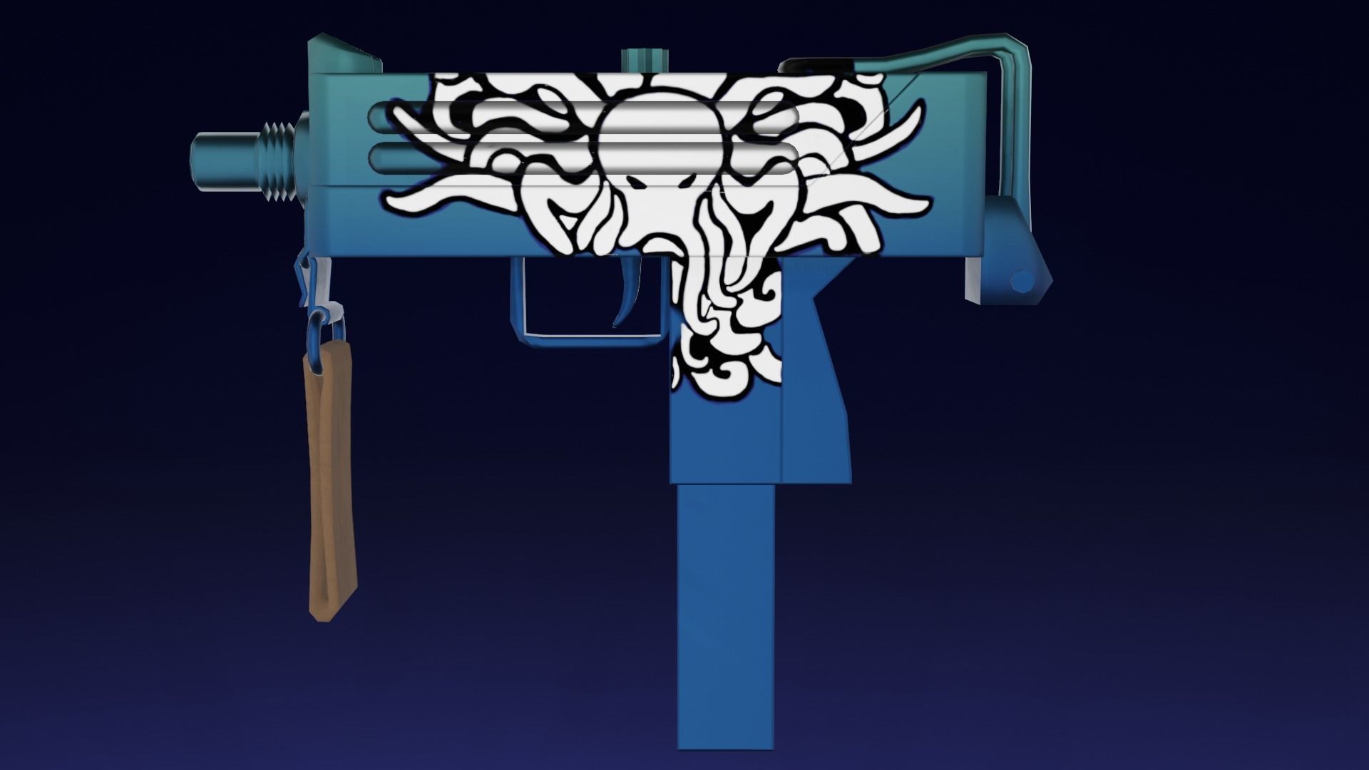 Three stylized Mac-10 PBR game ready Low-poly 3D models Low-poly 3D model_11