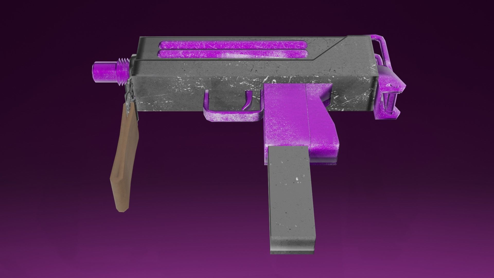 Three stylized Mac-10 PBR game ready Low-poly 3D models Low-poly 3D model_8