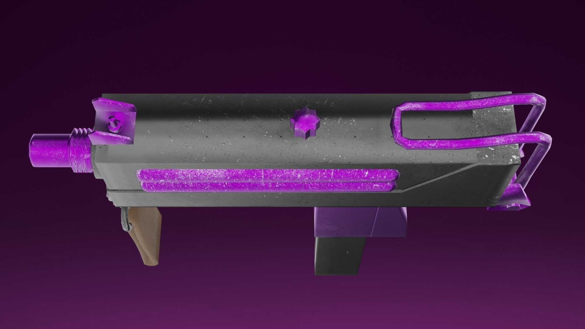 Three stylized Mac-10 PBR game ready Low-poly 3D models Low-poly 3D model_9