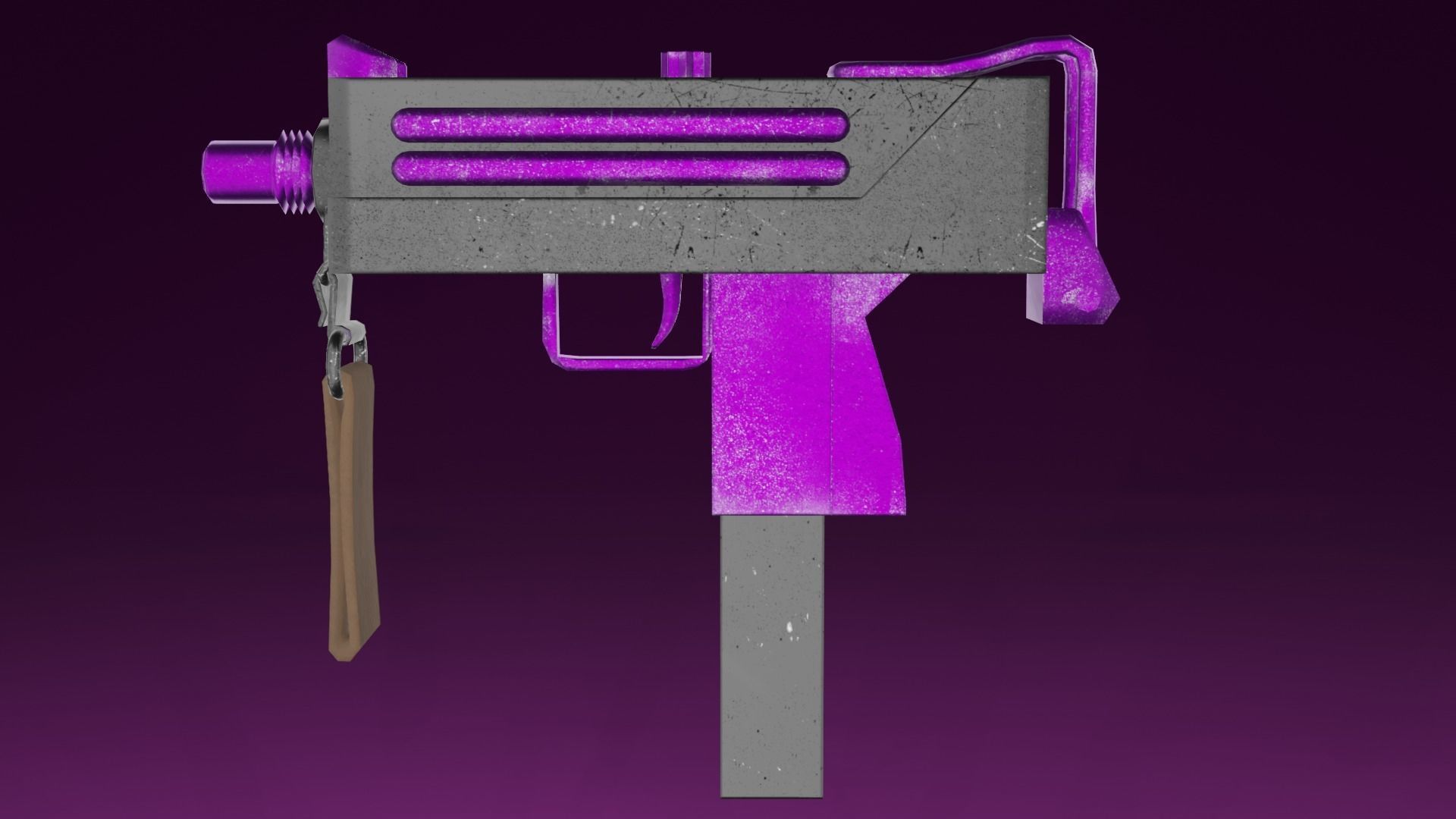 Three stylized Mac-10 PBR game ready Low-poly 3D models Low-poly 3D model_6