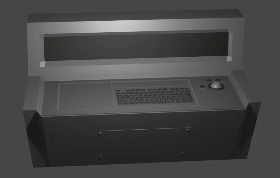 High Tech Computer Console with loading animation 3D model_0