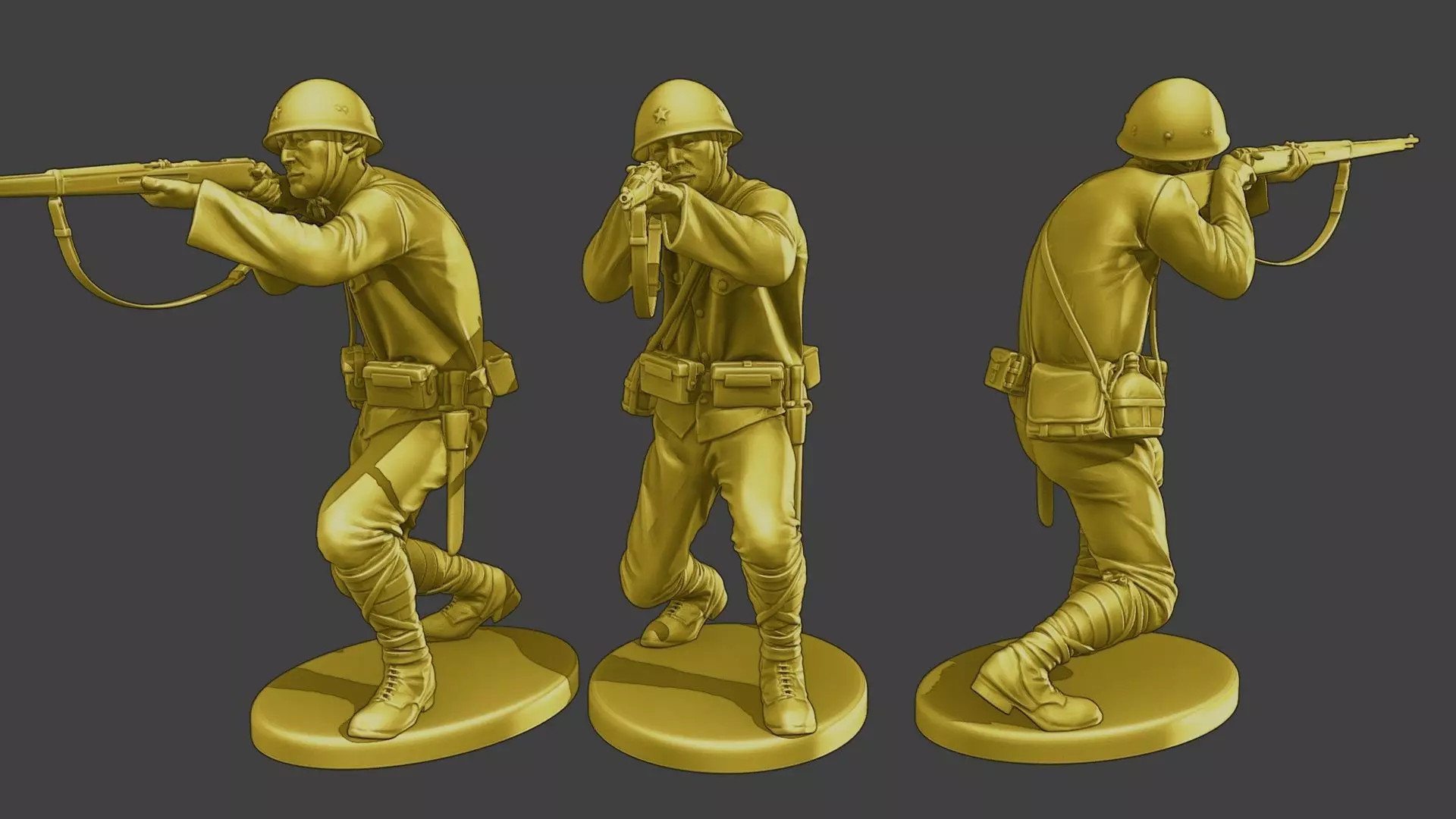 Japanese soldier ww2 Shoot SCrouch J2 3D print model
