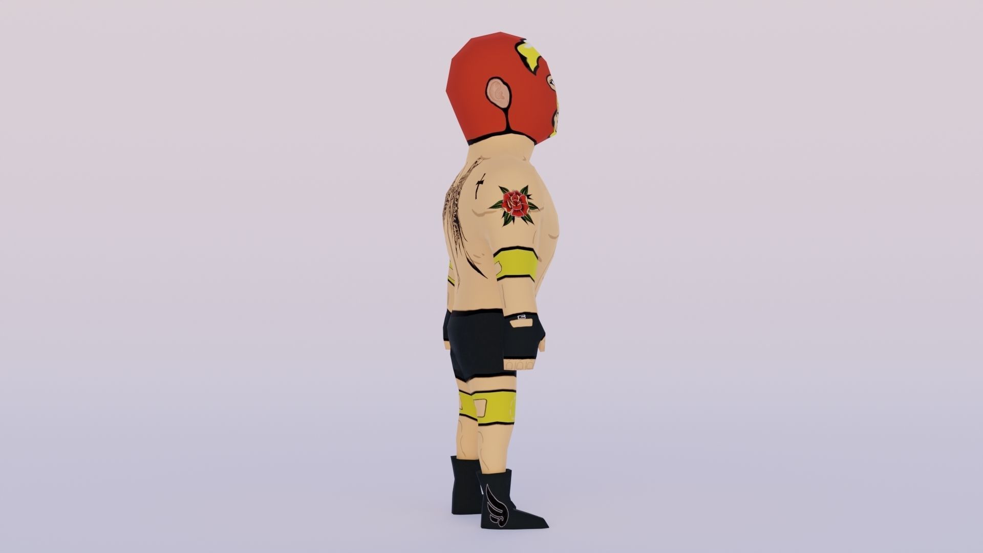 Cartoon Wrestling Character 03 Rigged Low-poly 3D model_2