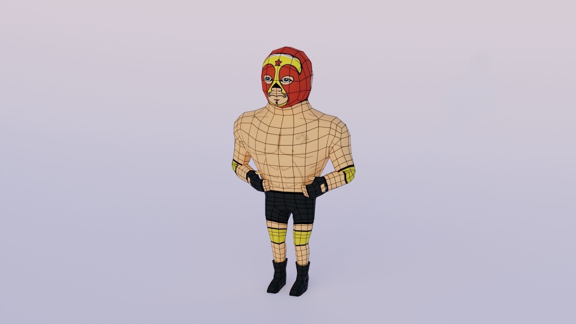 Cartoon Wrestling Character 03 Rigged Low-poly 3D model_5