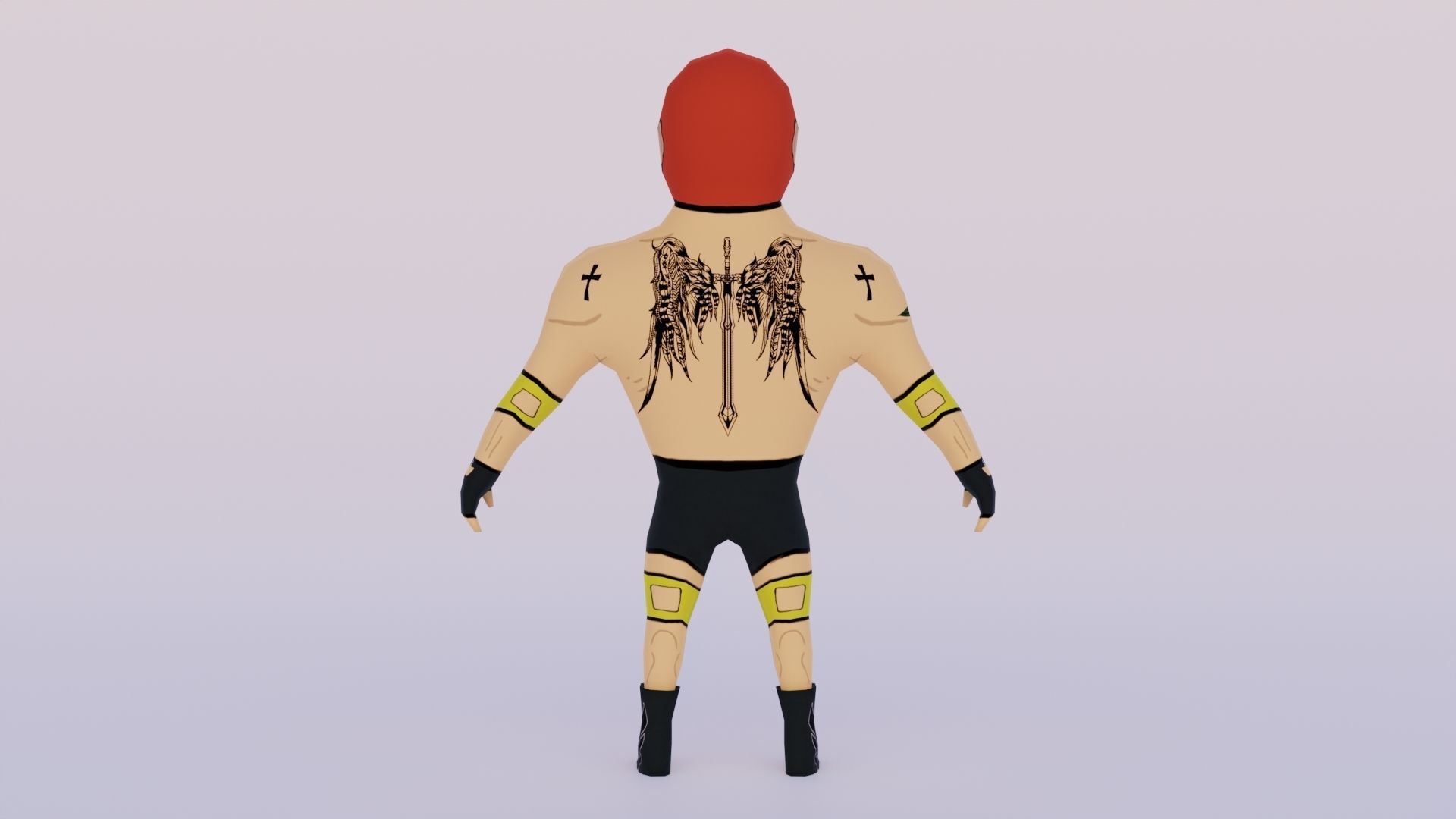 Cartoon Wrestling Character 03 Rigged Low-poly 3D model_1