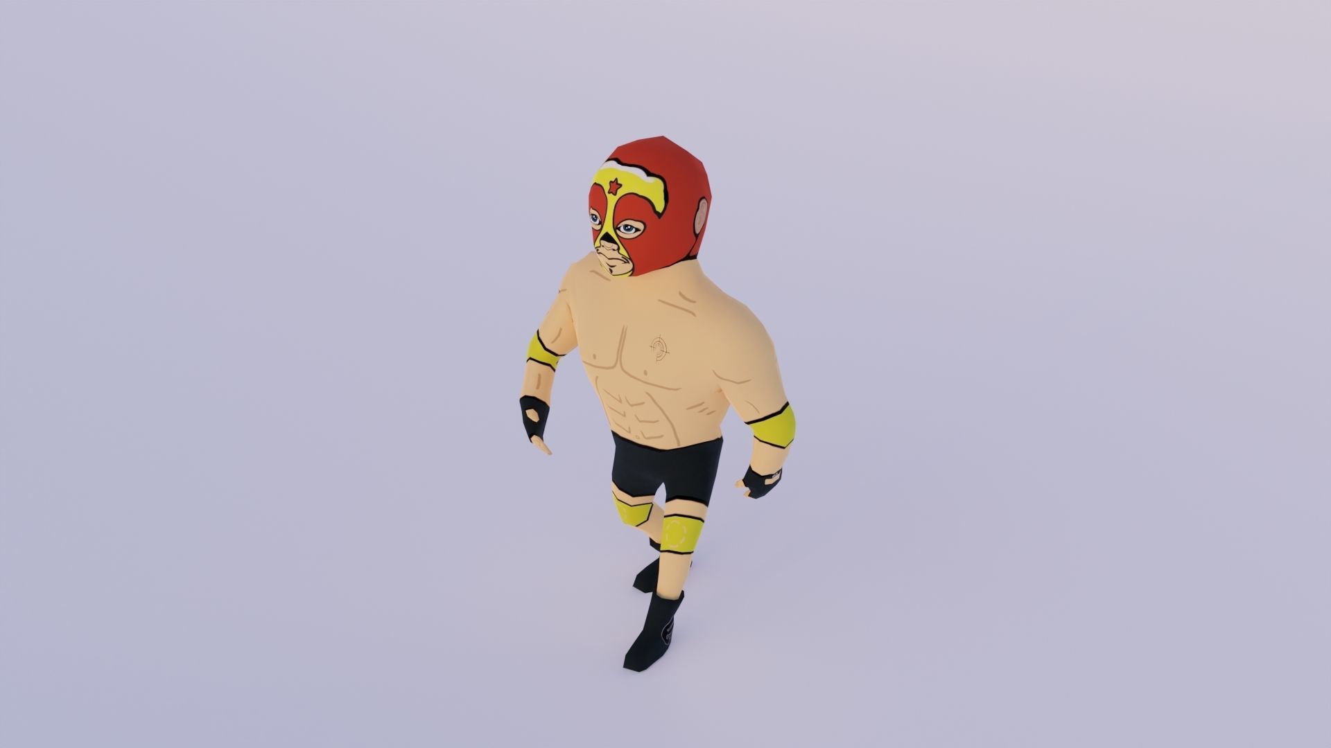 Cartoon Wrestling Character 03 Rigged Low-poly 3D model_3