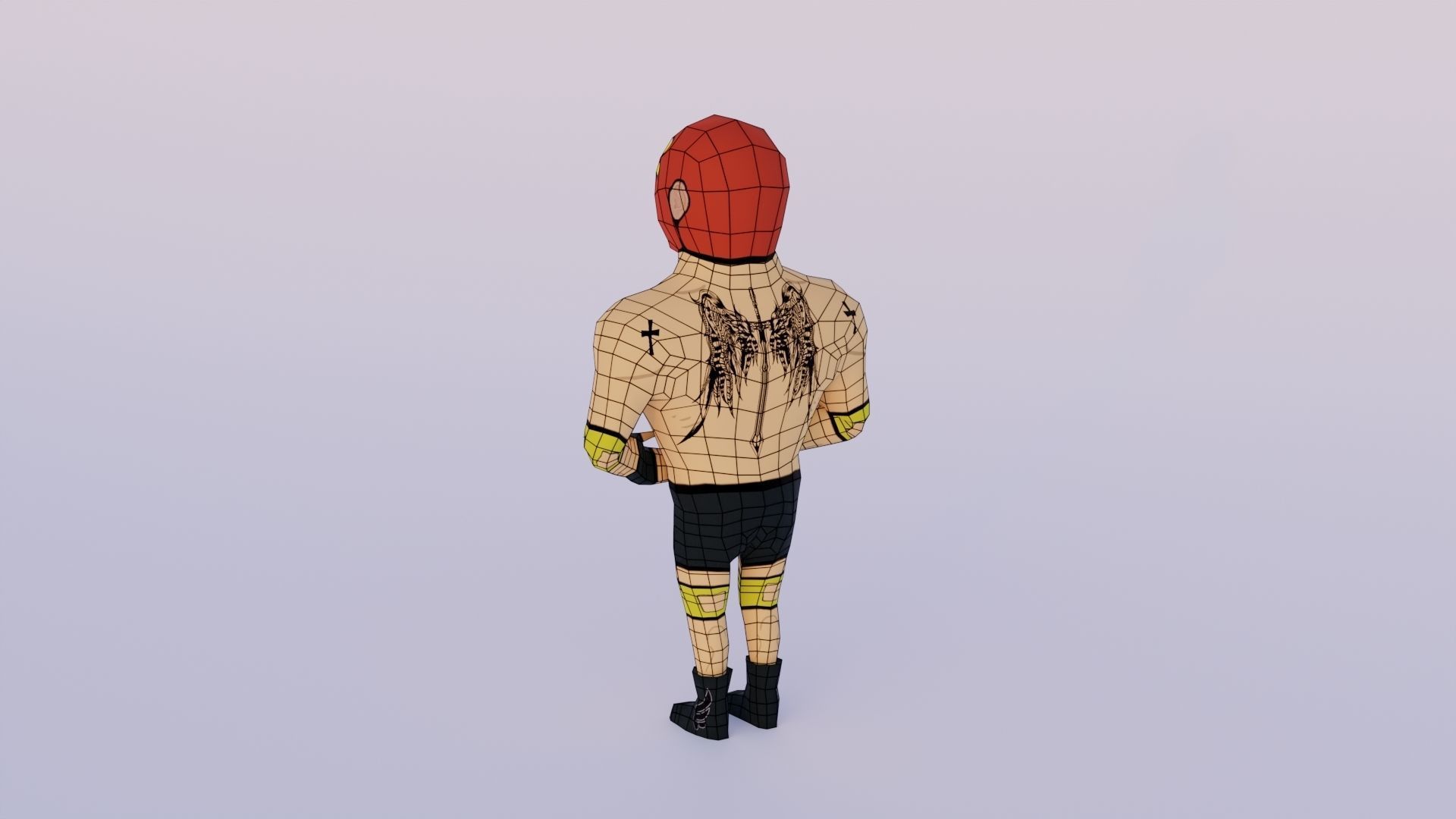 Cartoon Wrestling Character 03 Rigged Low-poly 3D model_6