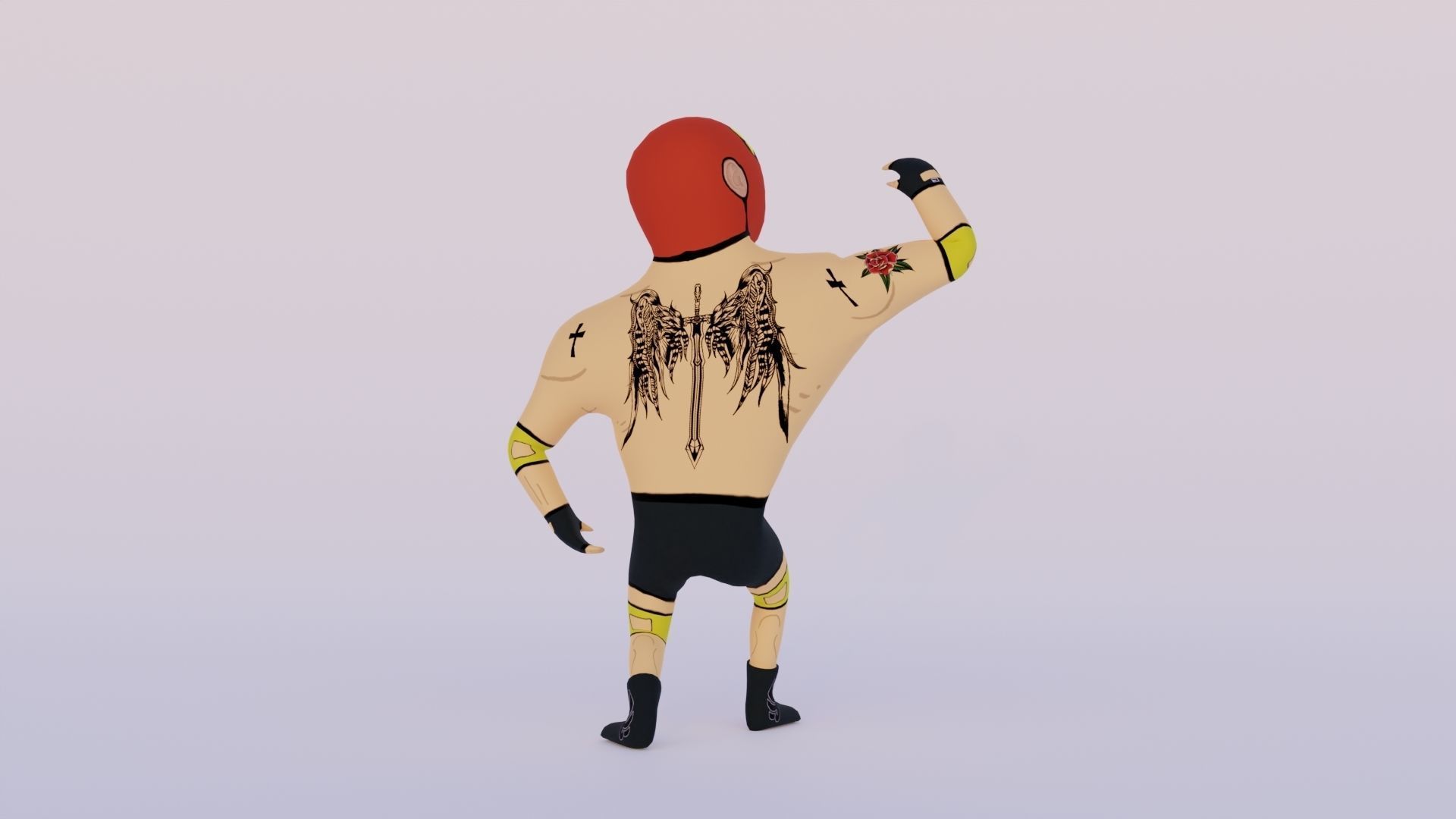 Cartoon Wrestling Character 03 Rigged Low-poly 3D model_4