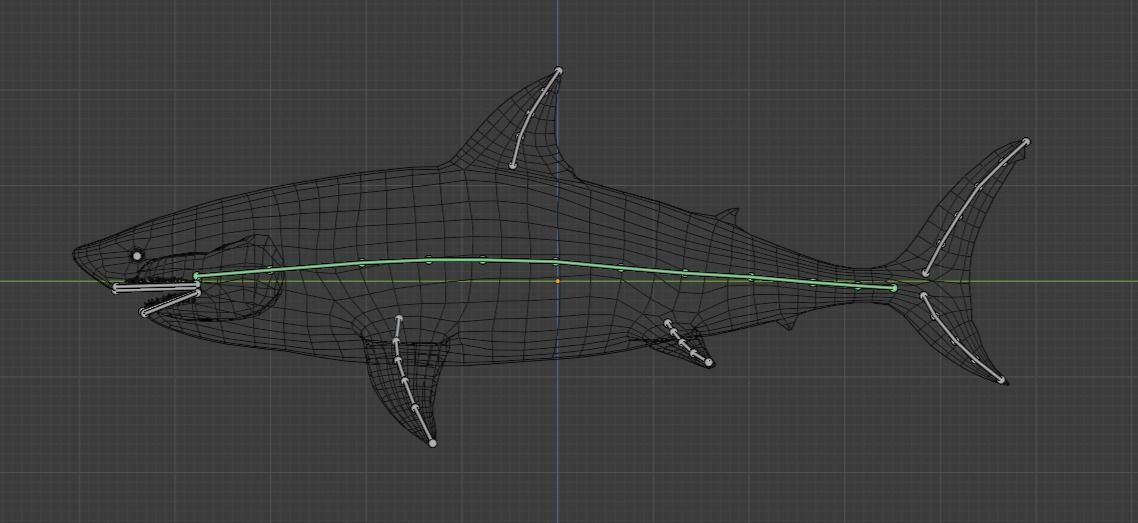 White Shark Animated OldModel Low-poly 3D model_20