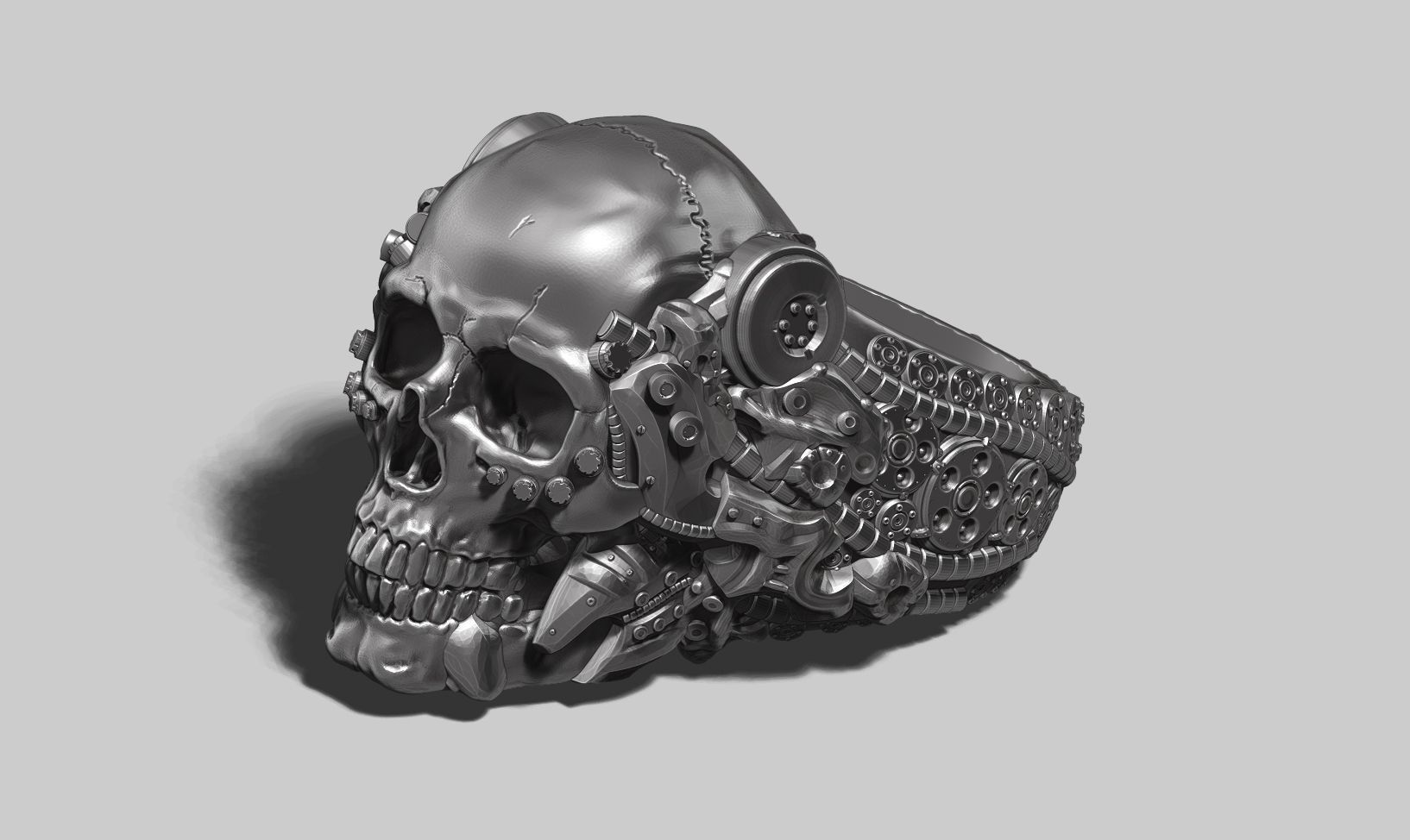 skull robotic ring a22 3d print model 3D print model_8