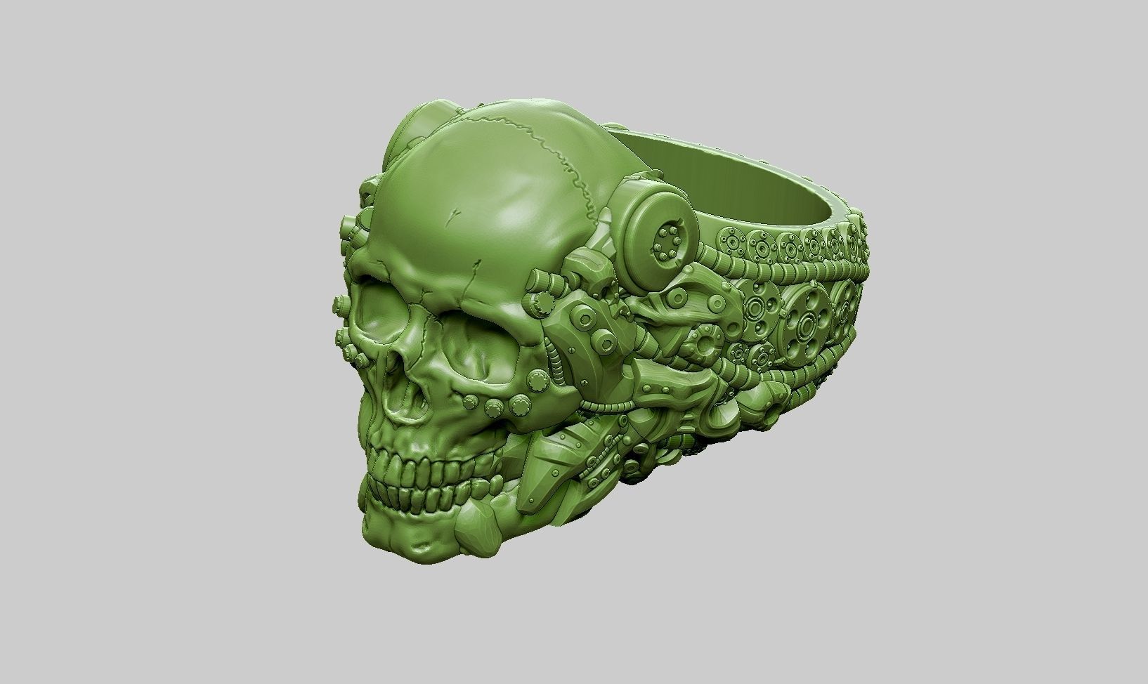 skull robotic ring a22 3d print model 3D print model_19