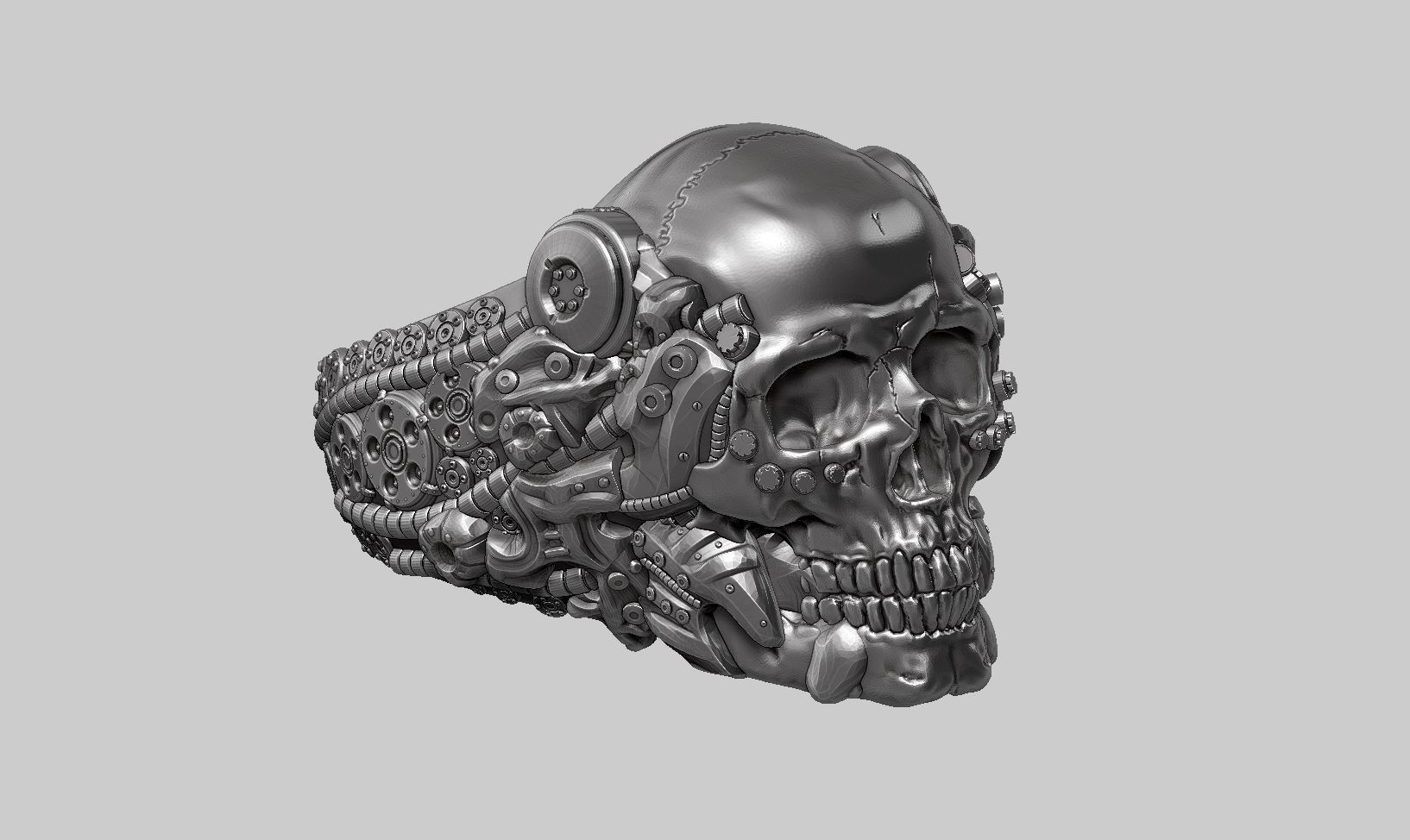 skull robotic ring a22 3d print model 3D print model_11