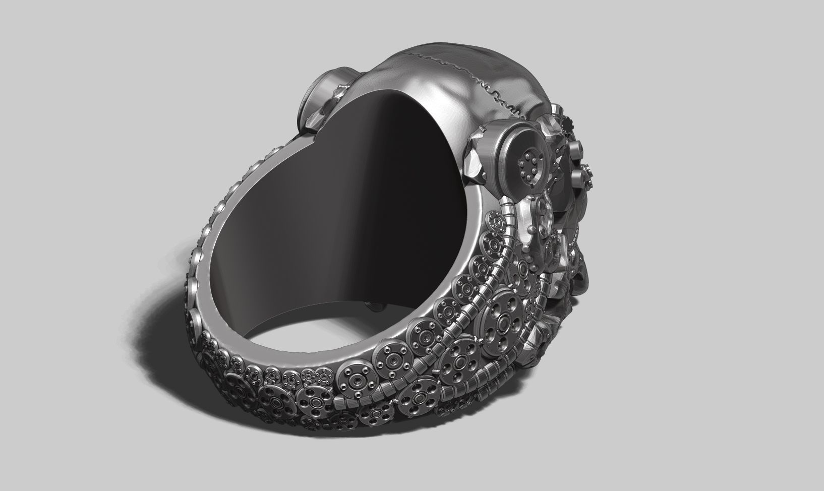 skull robotic ring a22 3d print model 3D print model_4