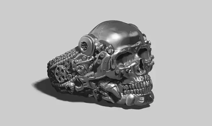 skull robotic ring a22 3d print model