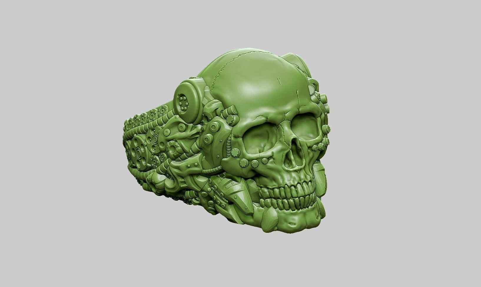 skull robotic ring a22 3d print model 3D print model_16