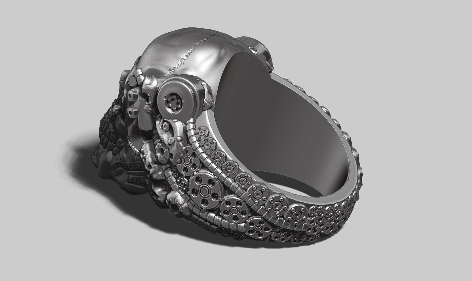 skull robotic ring a22 3d print model 3D print model_6