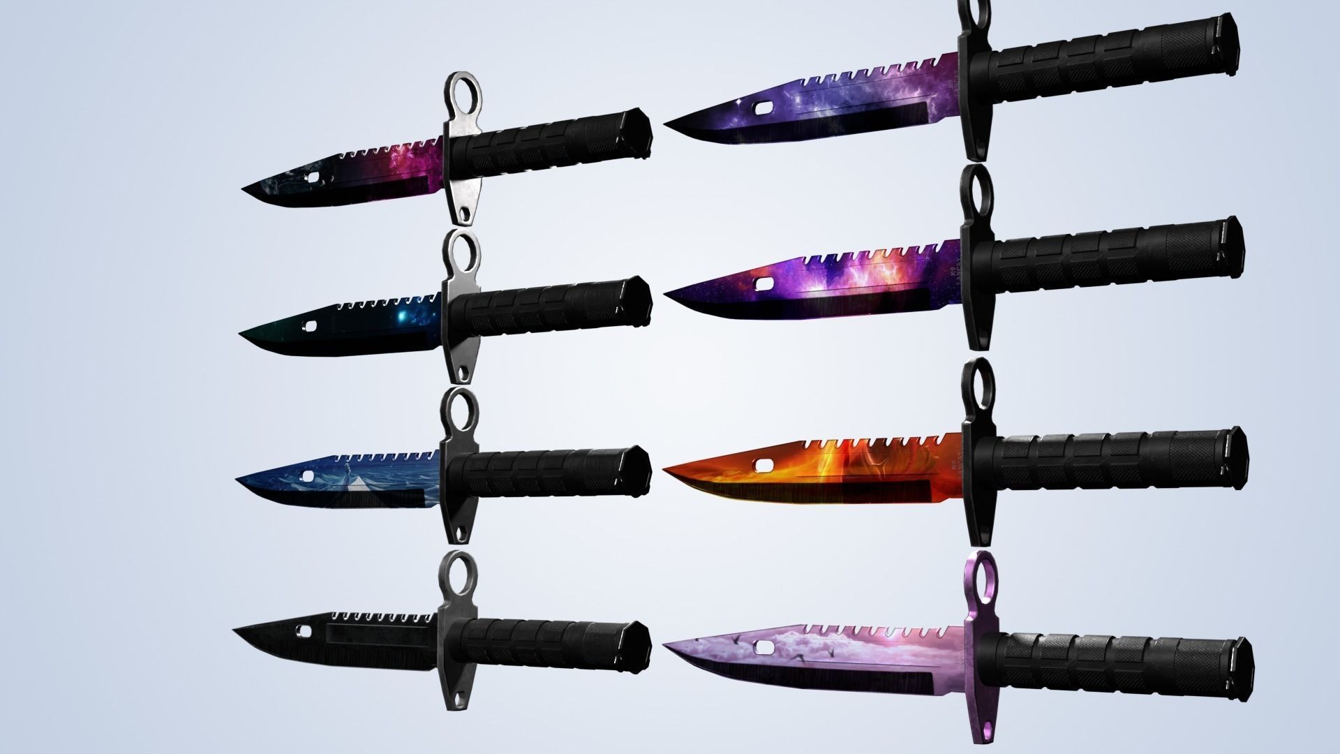 M9 Bayonet Knife with 8 Skin - Low Poly Game Ready Low-poly 3D model_9