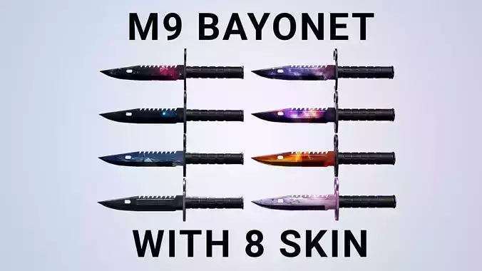 M9 Bayonet Knife with 8 Skin - Low Poly Game Ready