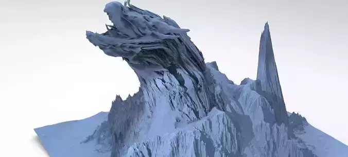 Dragon Clawed Spiked mountain piece model  3