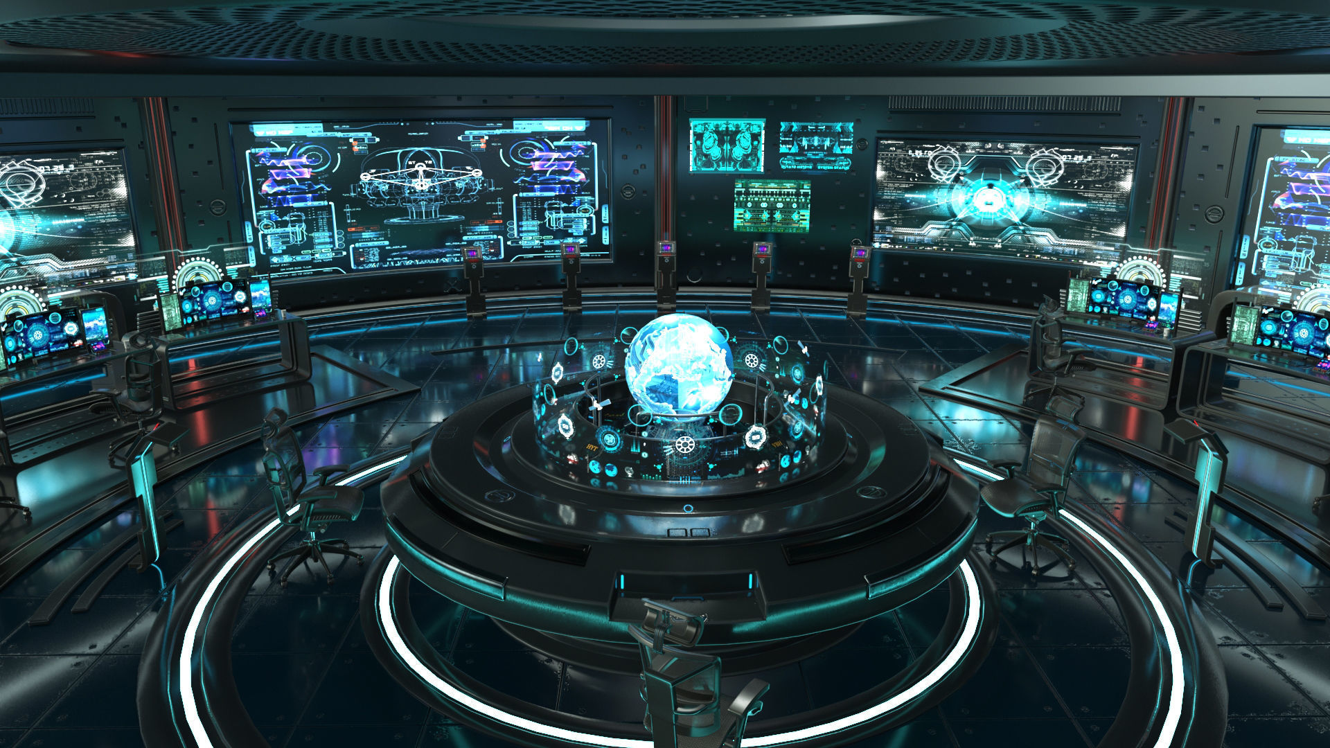 Sci Fi Interior Station 3D model_2
