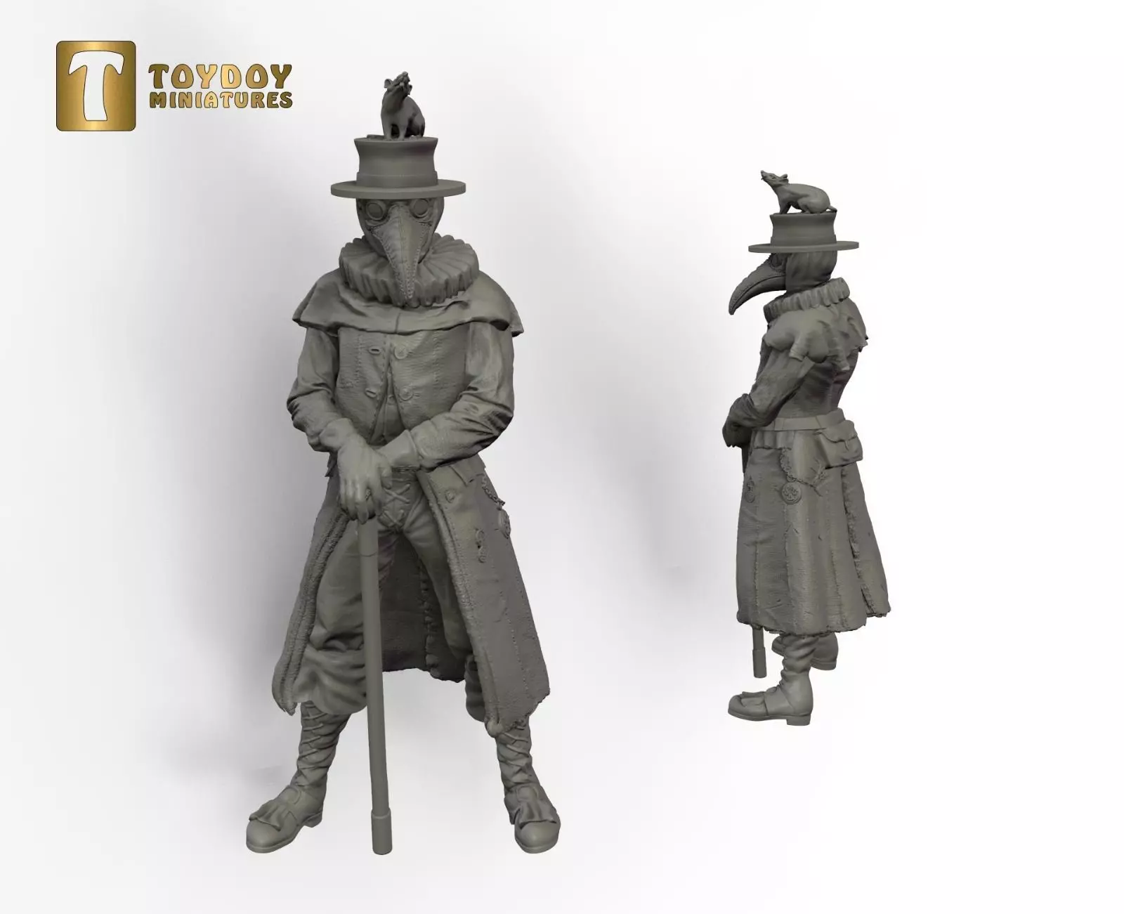 Plague doctor 32 and 54mm scale -Golden Heroes 3D print model_0
