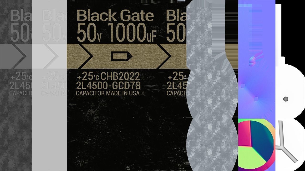 Capacitors pack photorealistic lowpoly 8 color vars for games Low-poly 3D model_12