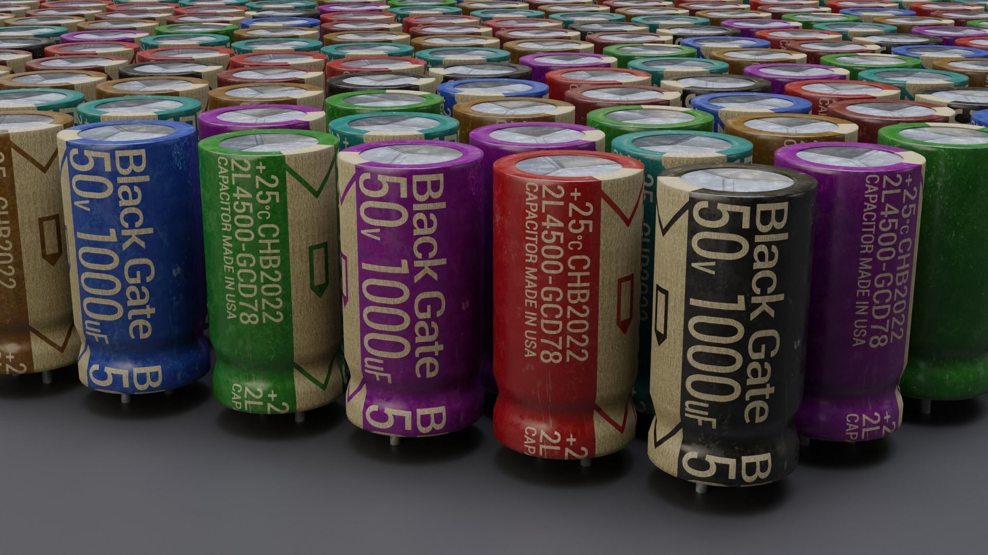Capacitors pack photorealistic lowpoly 8 color vars for games Low-poly 3D model_11