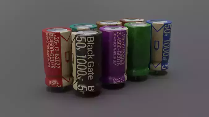 Capacitors pack photorealistic lowpoly 8 color vars for games