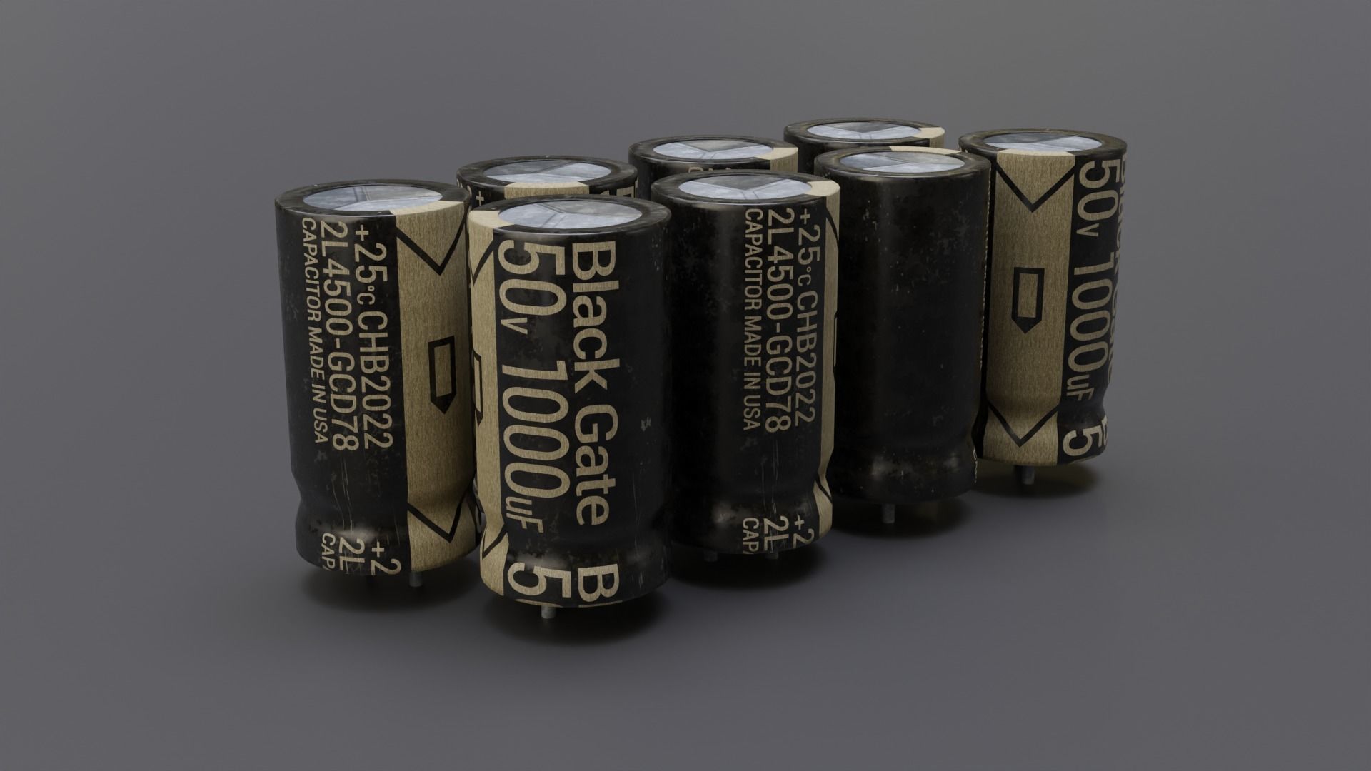 Capacitors pack photorealistic lowpoly 8 color vars for games Low-poly 3D model_3