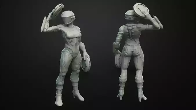 SCI-FI Miniature women soldier-Model 30 Free 3D print model