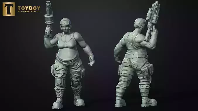 SCI-FI Miniature women soldier-Model 26 3D print model