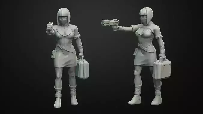 SCI-FI Miniature women soldier-Model 21 3D print model