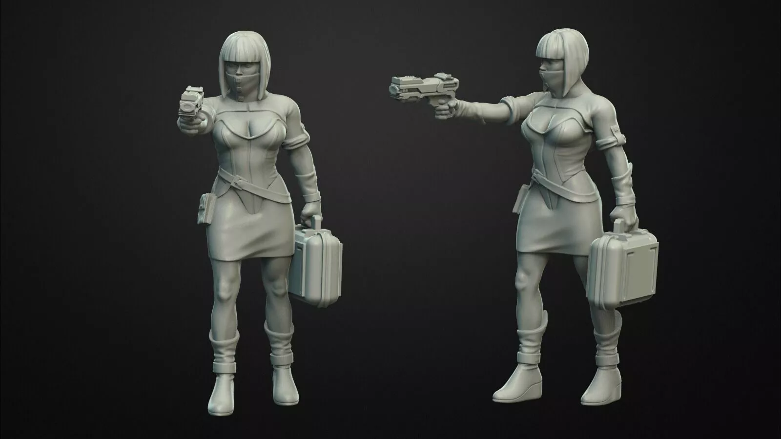 SCI-FI Miniature women soldier-Model 21 3D print model