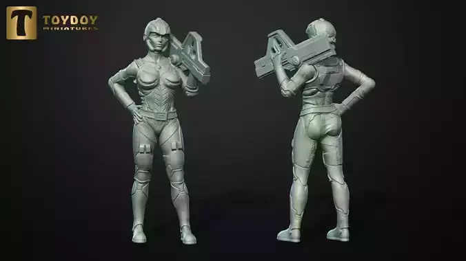 SCI-FI Miniature women soldier-Model 20 3D print model
