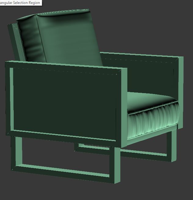 Armchair orange leather lounge chair with wooden frame Low-poly 3D model_8