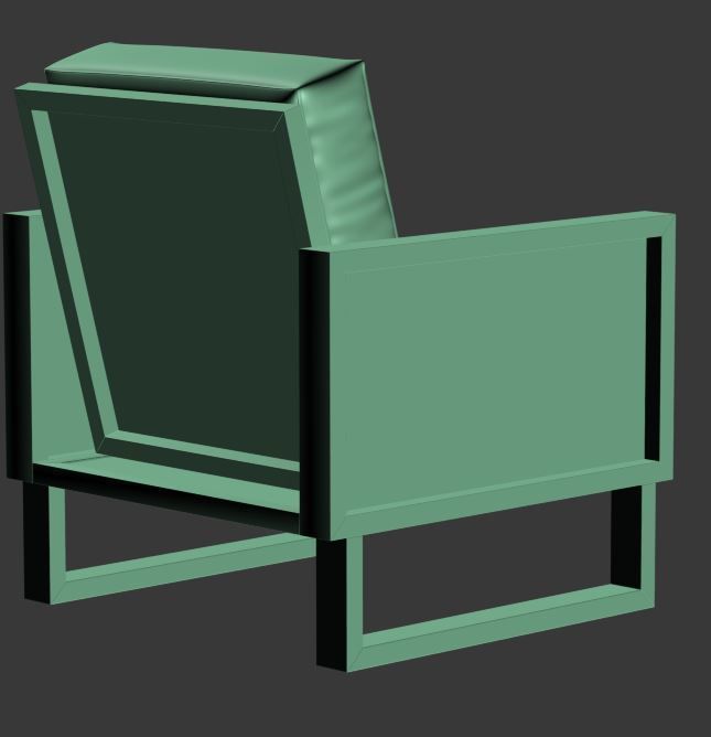 Armchair orange leather lounge chair with wooden frame Low-poly 3D model_10