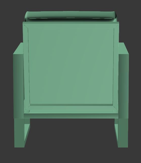 Armchair orange leather lounge chair with wooden frame Low-poly 3D model_11