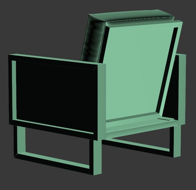 Armchair orange leather lounge chair with wooden frame Low-poly 3D model_12