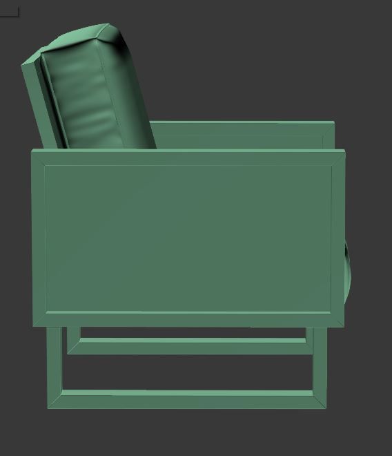 Armchair orange leather lounge chair with wooden frame Low-poly 3D model_9