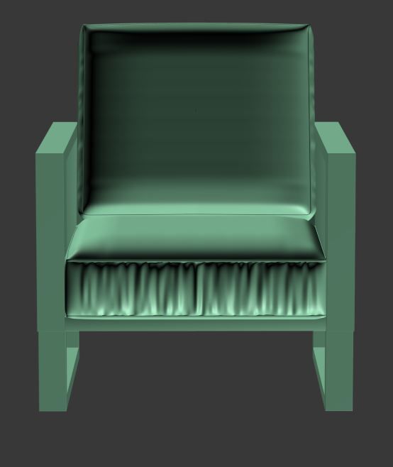 Armchair orange leather lounge chair with wooden frame Low-poly 3D model_6