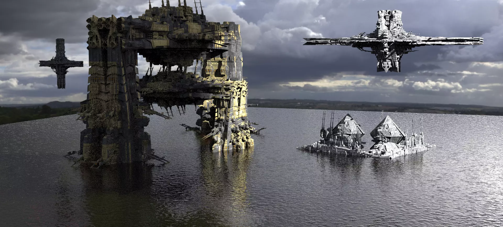 Science Lab facility overlord Kit bash exterior 3D model_0