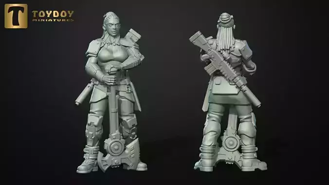 SCI-FI Miniature women soldier-Model 9 3D print model