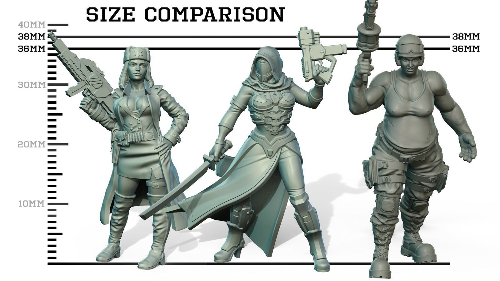 SCI-FI Miniature women soldier-Model 8 3D print model_1