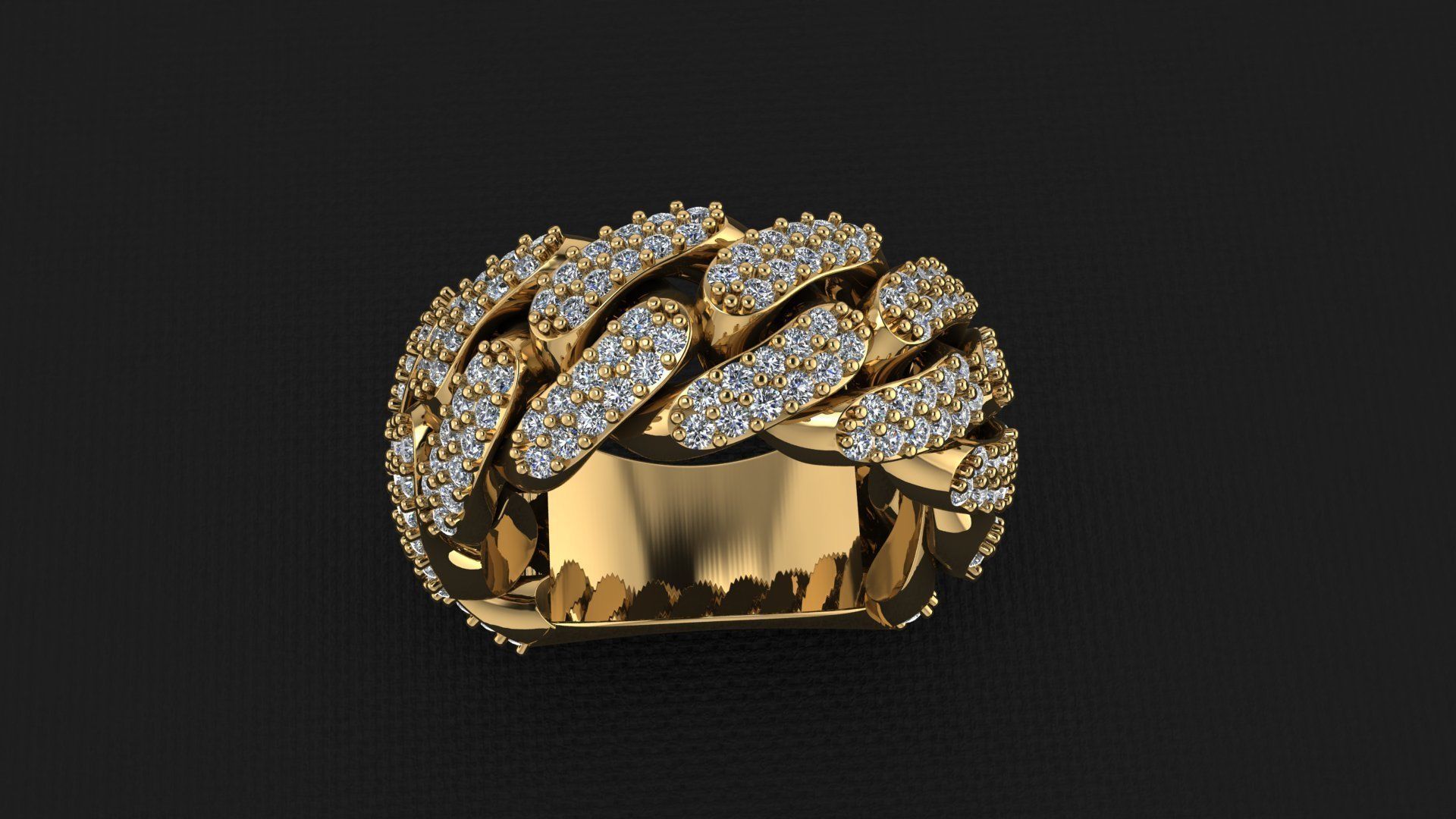 Diamond Cuban Link Ring 12mm 3D print model_2
