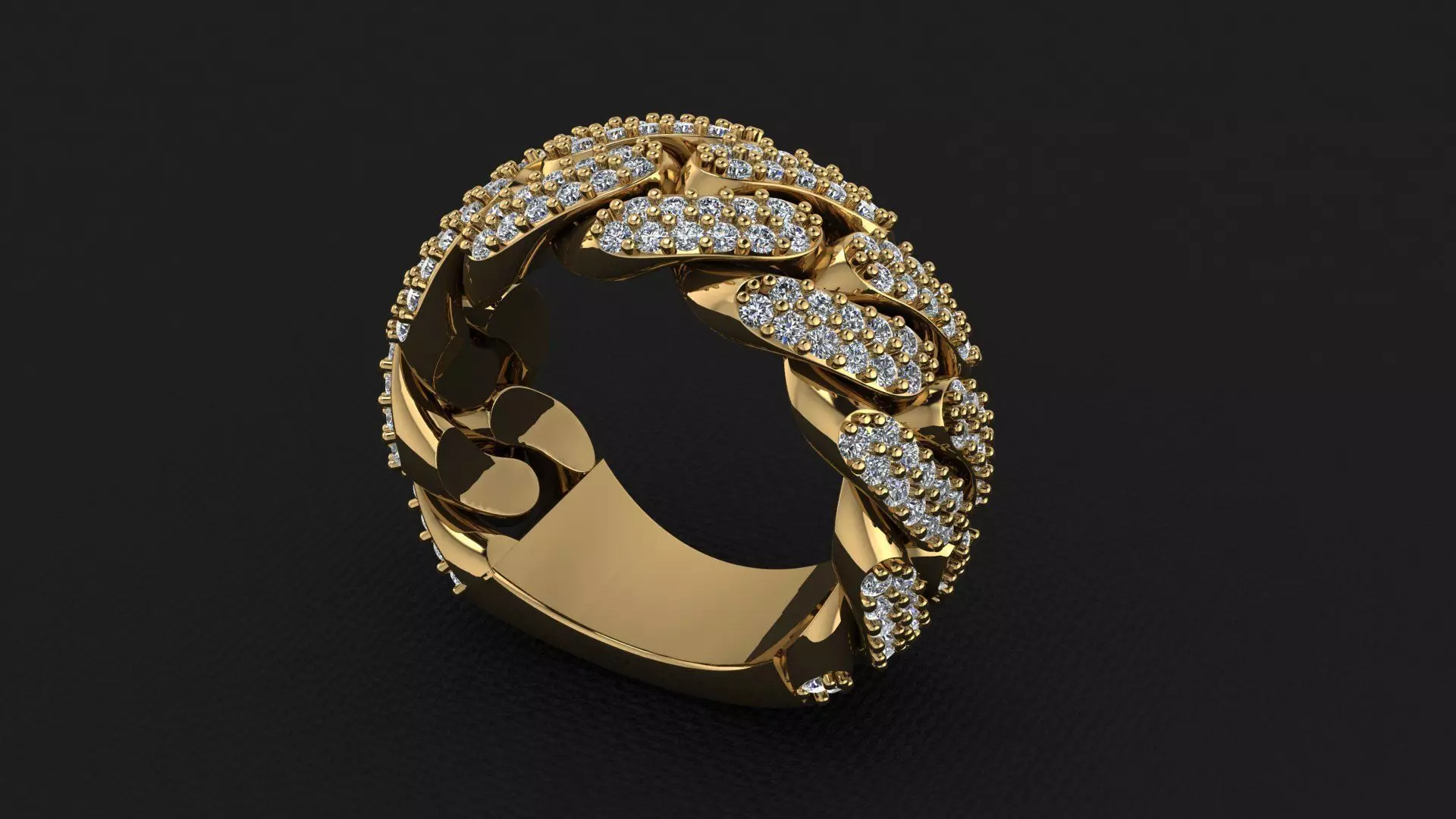 Diamond Cuban Link Ring 12mm 3D print model_0
