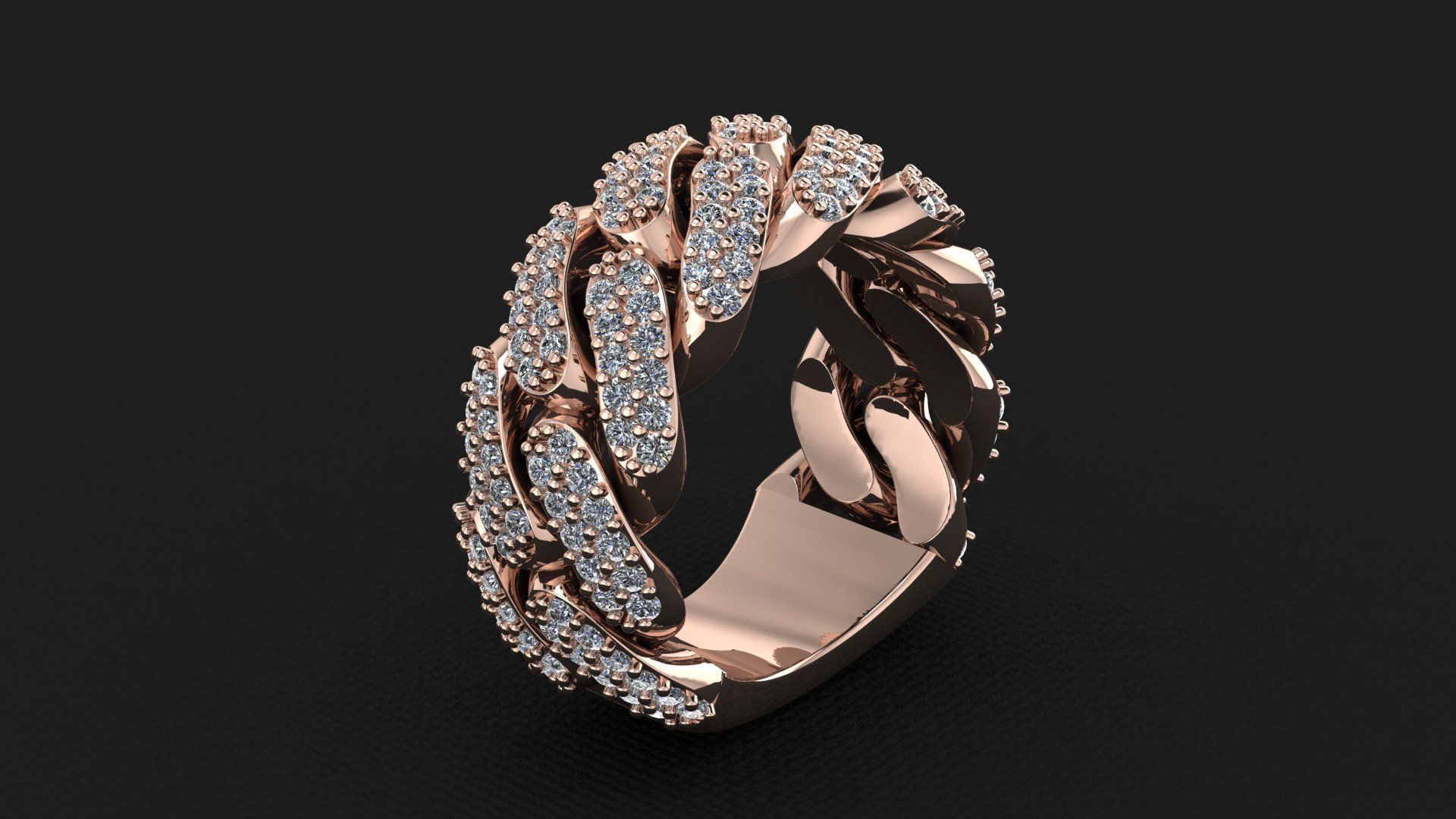 Diamond Cuban Link Ring 12mm 3D print model_3