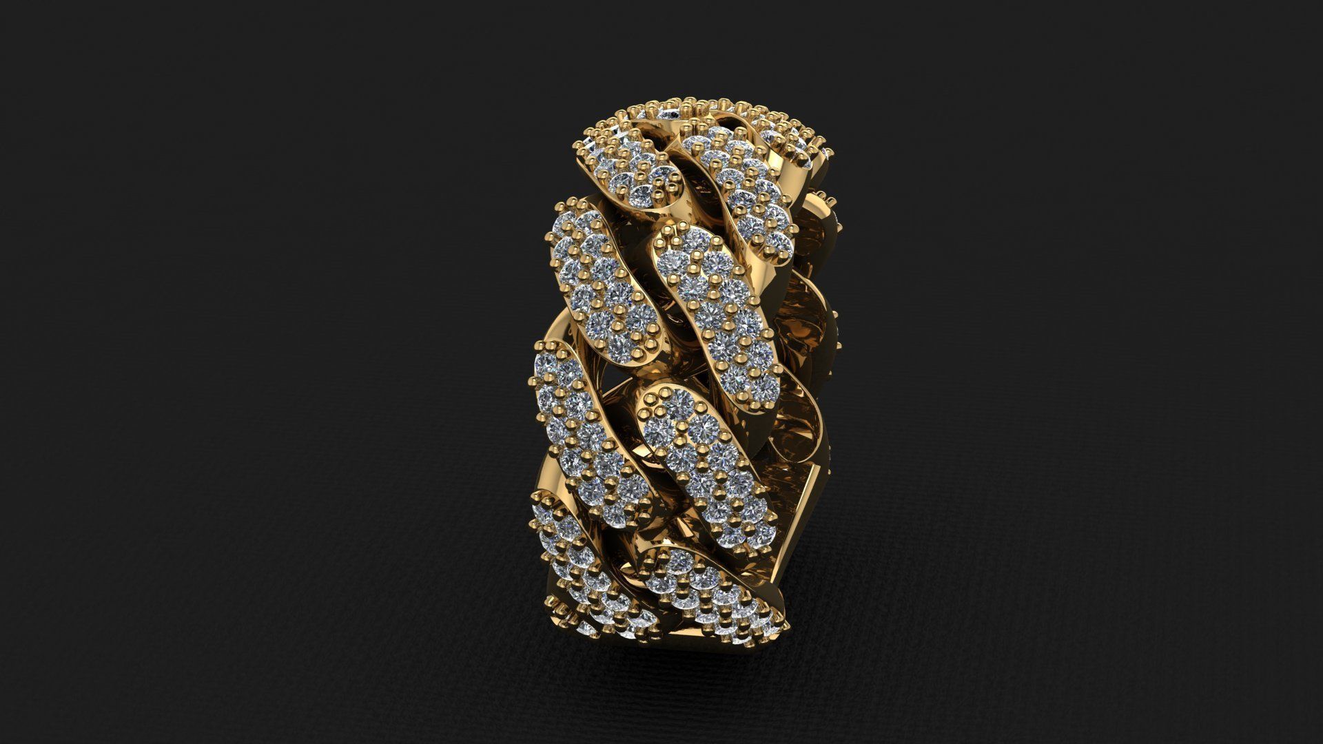 Diamond Cuban Link Ring 12mm 3D print model_1