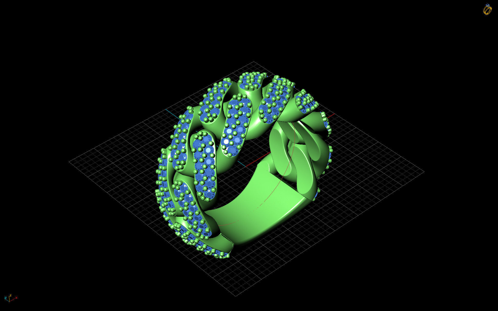 Diamond Cuban Link Ring 12mm 3D print model_5
