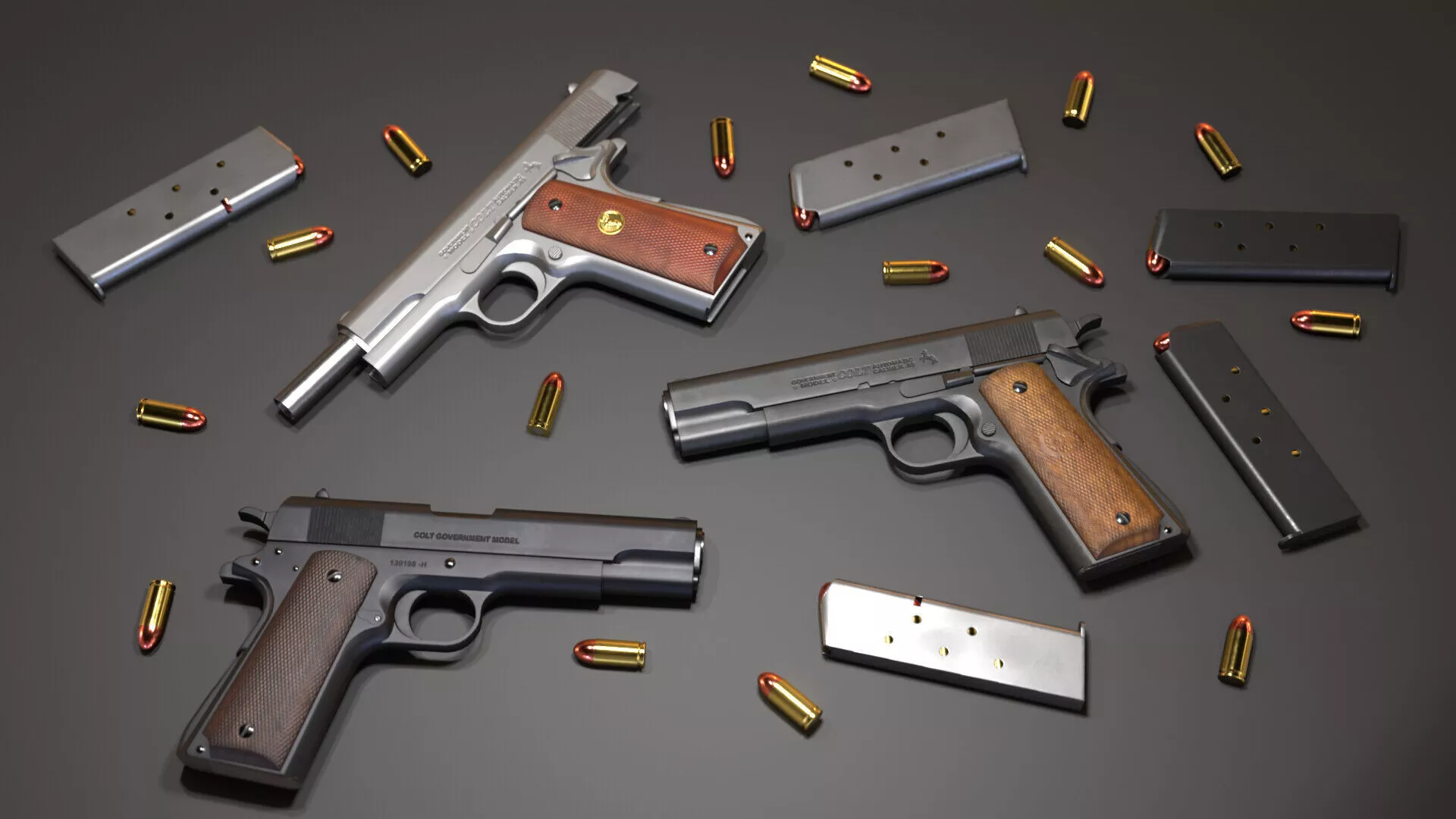 Colt Government Model 1911A1 Pre-Series 70 - Game Asset Low-poly 3D model